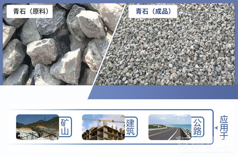 青石磕石機(jī)用重錘破，一次成型效率高